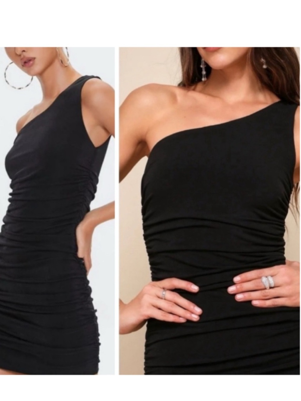 Livi by Olivia Rae One Shoulder Ruched Mini Dress Black NWT